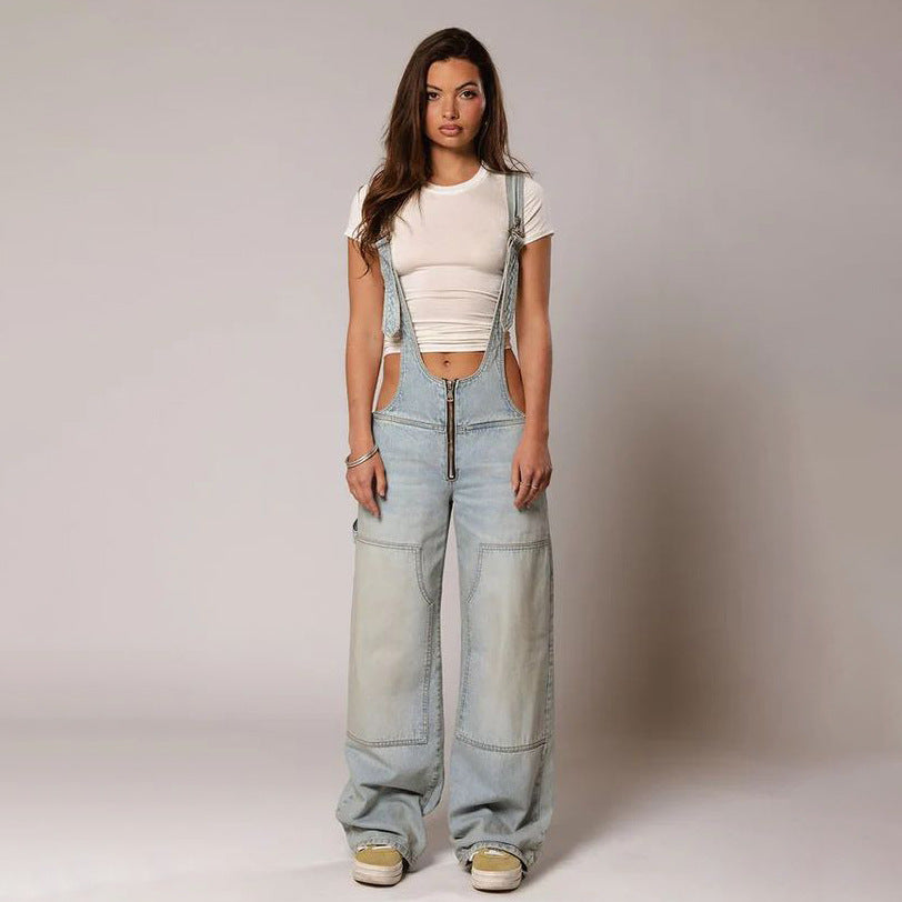 Overalls Backless Vintage Full Length Jeans.