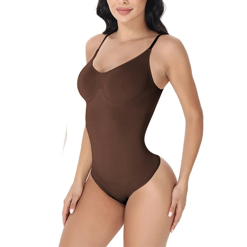 V Neck Spaghetti Strap Bodysuit.