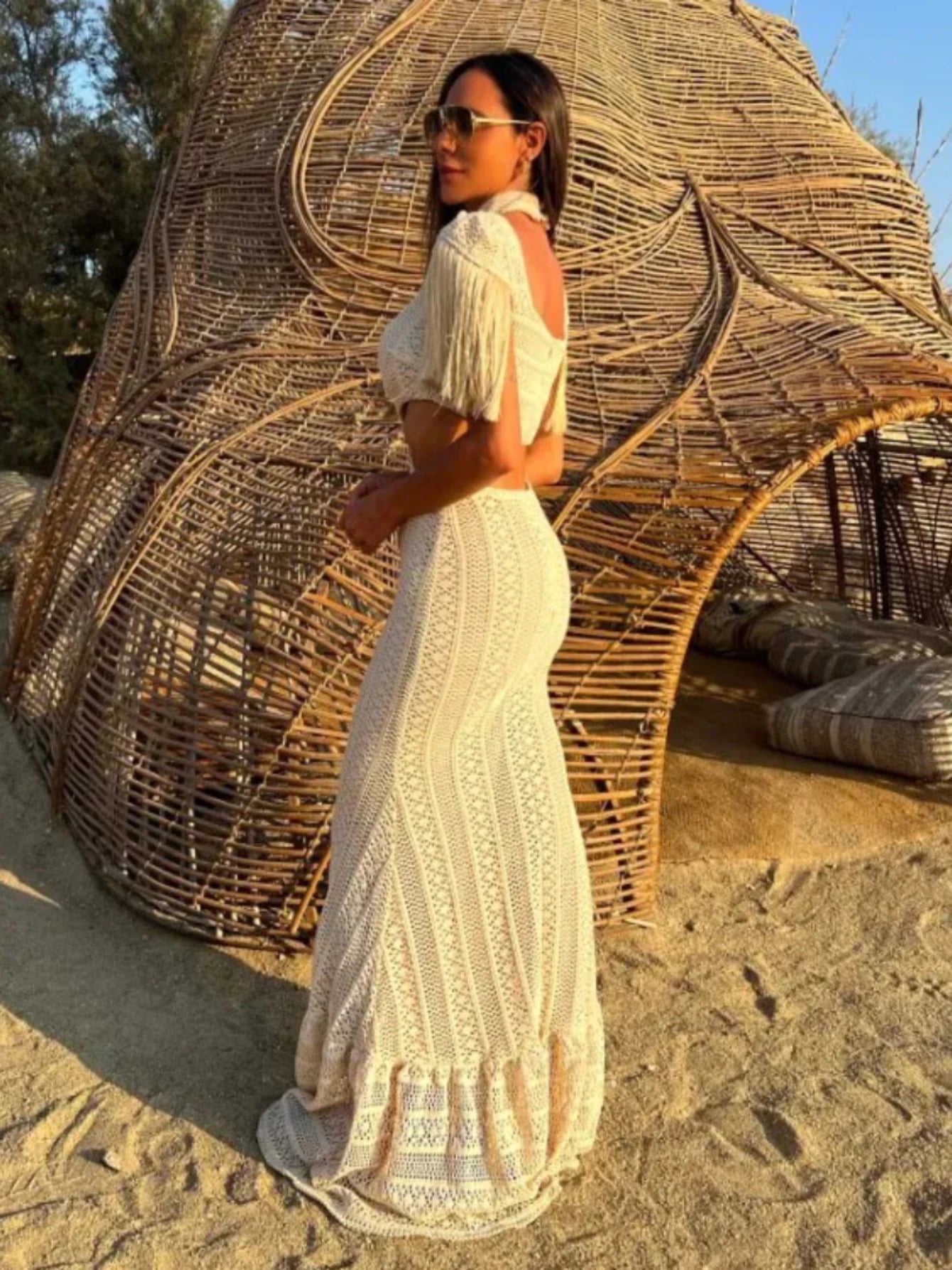 Tassels Deep V Neck Summer Dress.