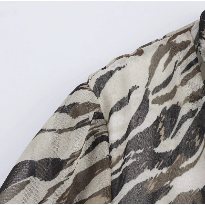 Casual Tiger Stripe Lace Up Women Dress.