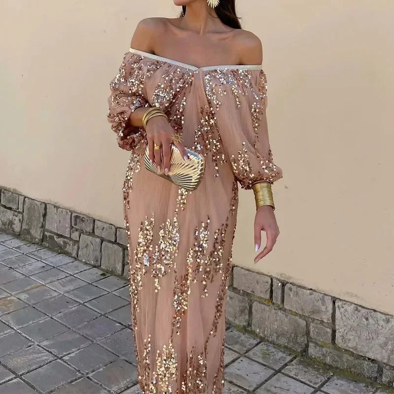 Shoulder Off Dress Short Sleeve Backless.