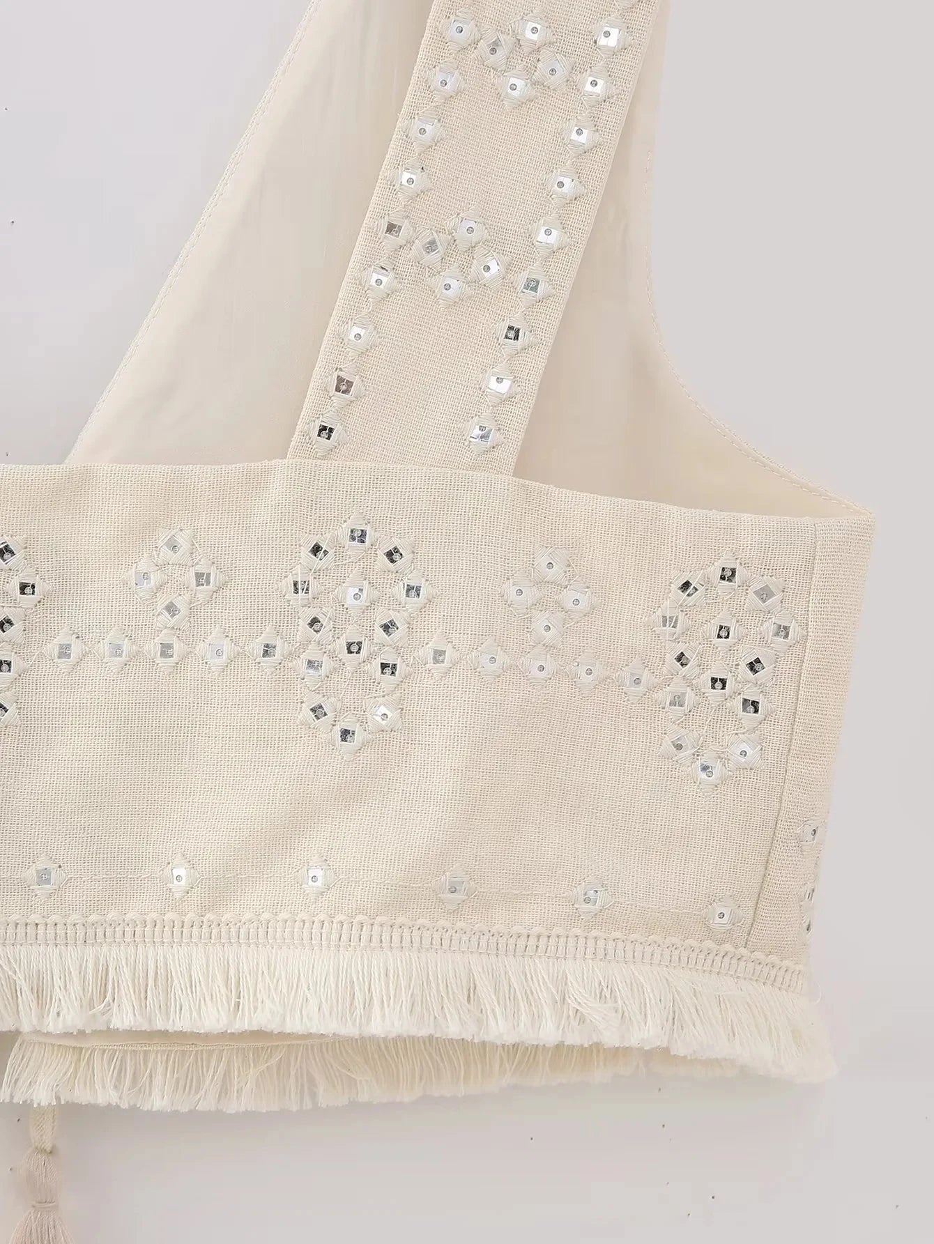 Embroidery Waistcoats Summer Lightweight Neck Sleeveless Tassels.