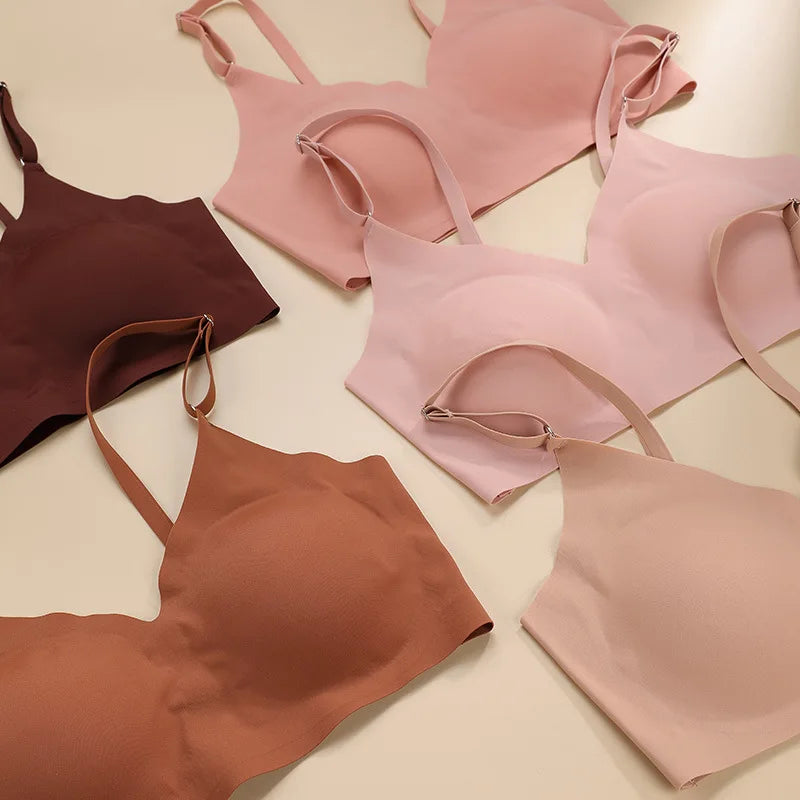 Seamless Wireless Bras, Soft & Comfy Solid Bra With Removable Pads, Women's Lingerie & Underwear