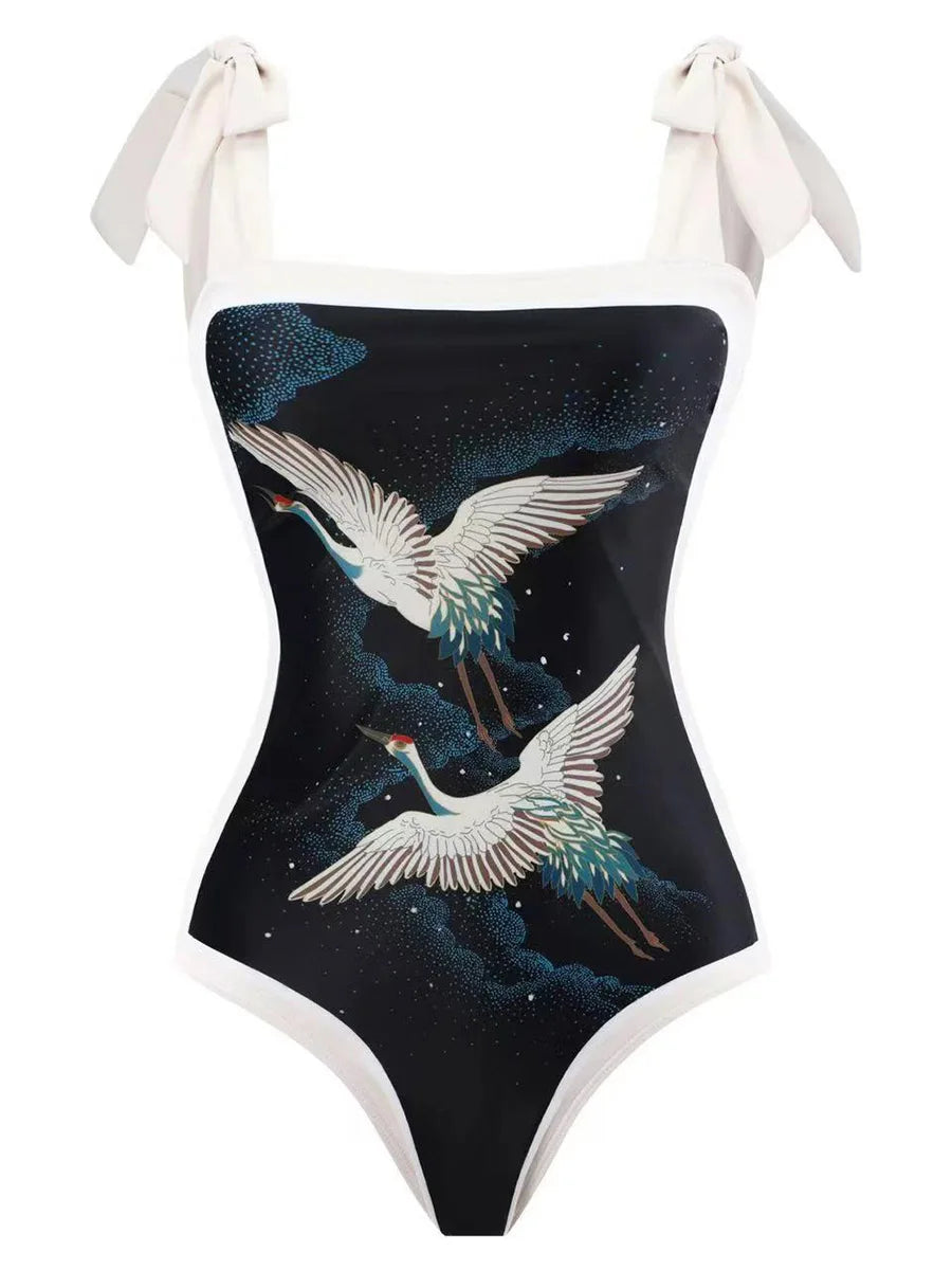 One Piece Swimsuit & Vent Skirt Padded Women Bathing Suit
