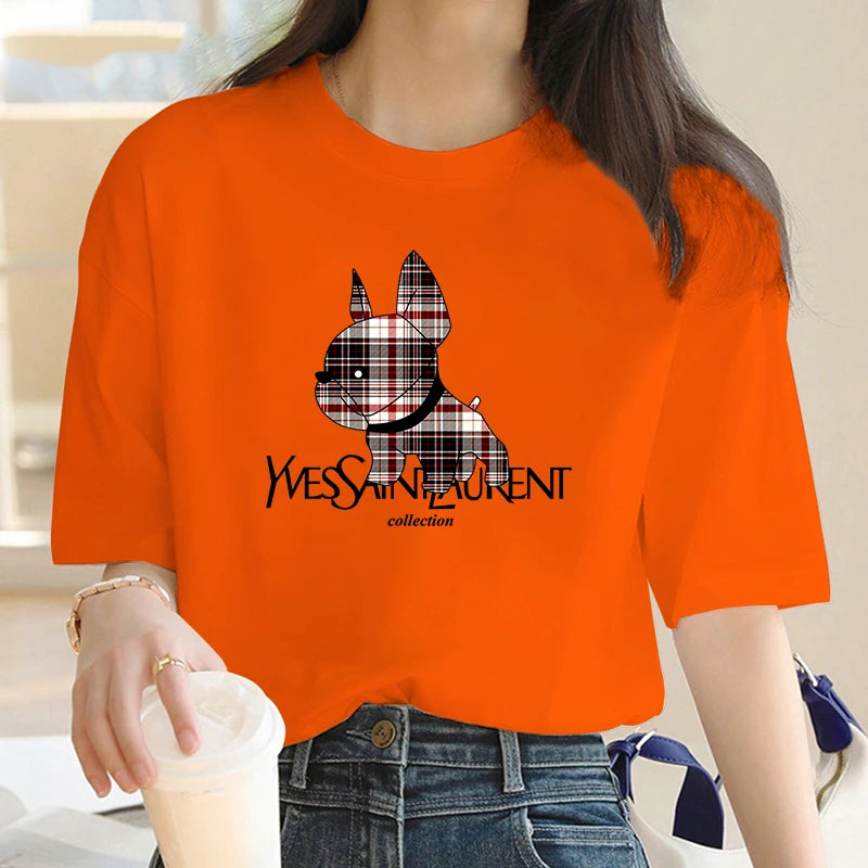 Sale Dog Printed, Casual Letter Pattern Top.