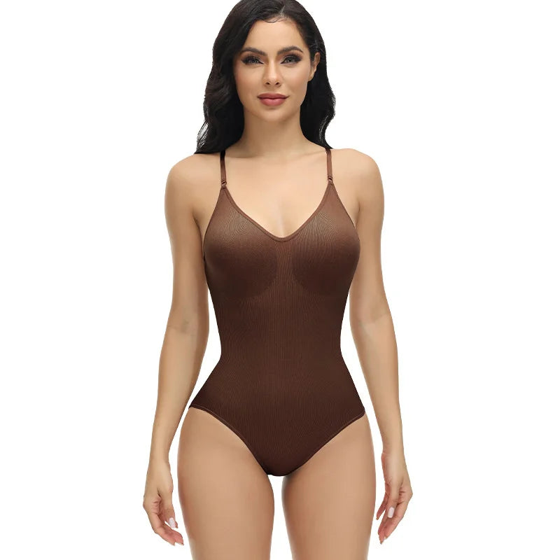 V Neck Spaghetti Strap Bodysuit.