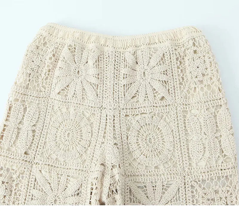 Flower Hollow Out Crochet Knitted Suit