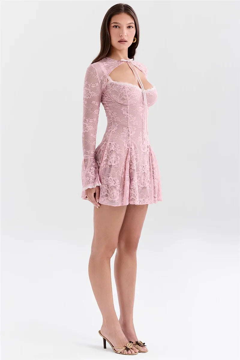 A-line High Waist Pleated Elegant Dress.