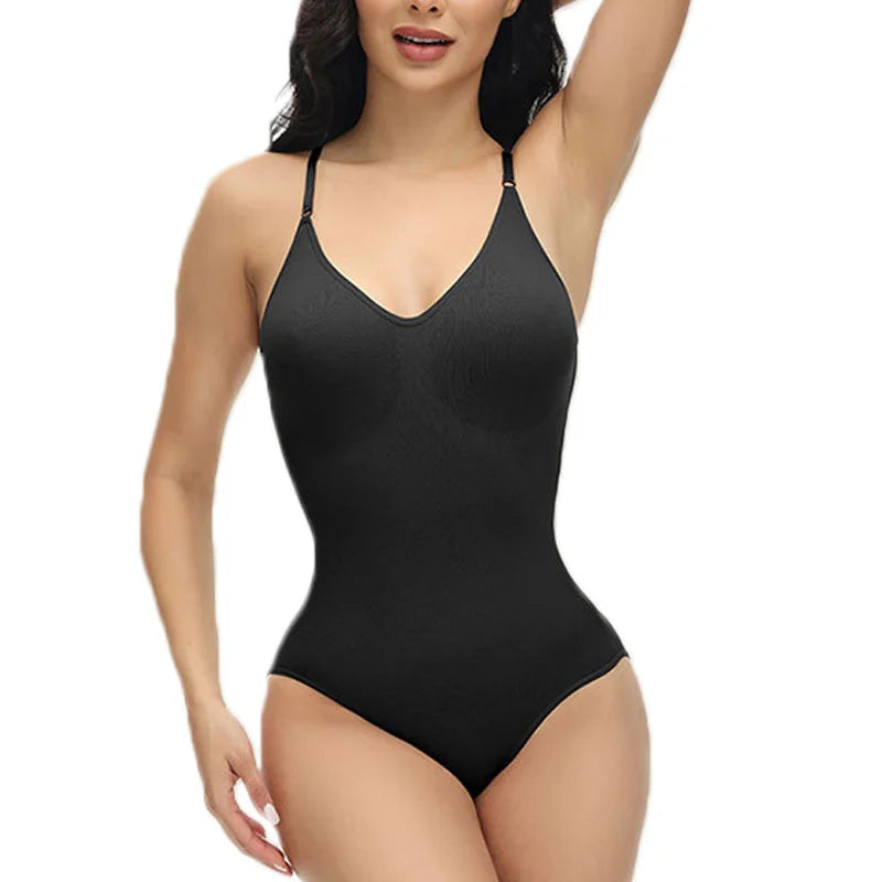 V Neck Spaghetti Strap Bodysuit.