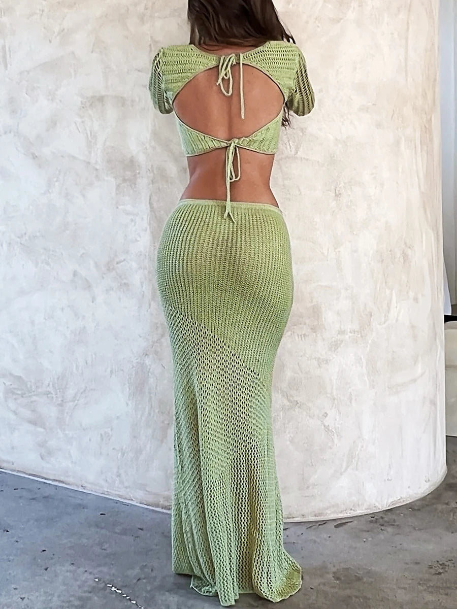 Knitted Two Piece Skirt Outfits.