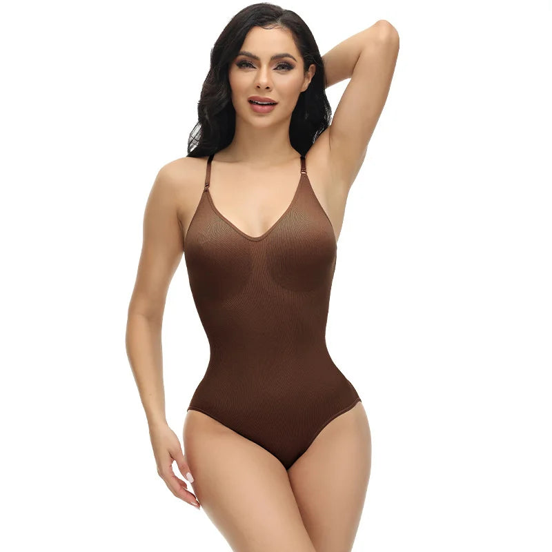 V Neck Spaghetti Strap Bodysuit.