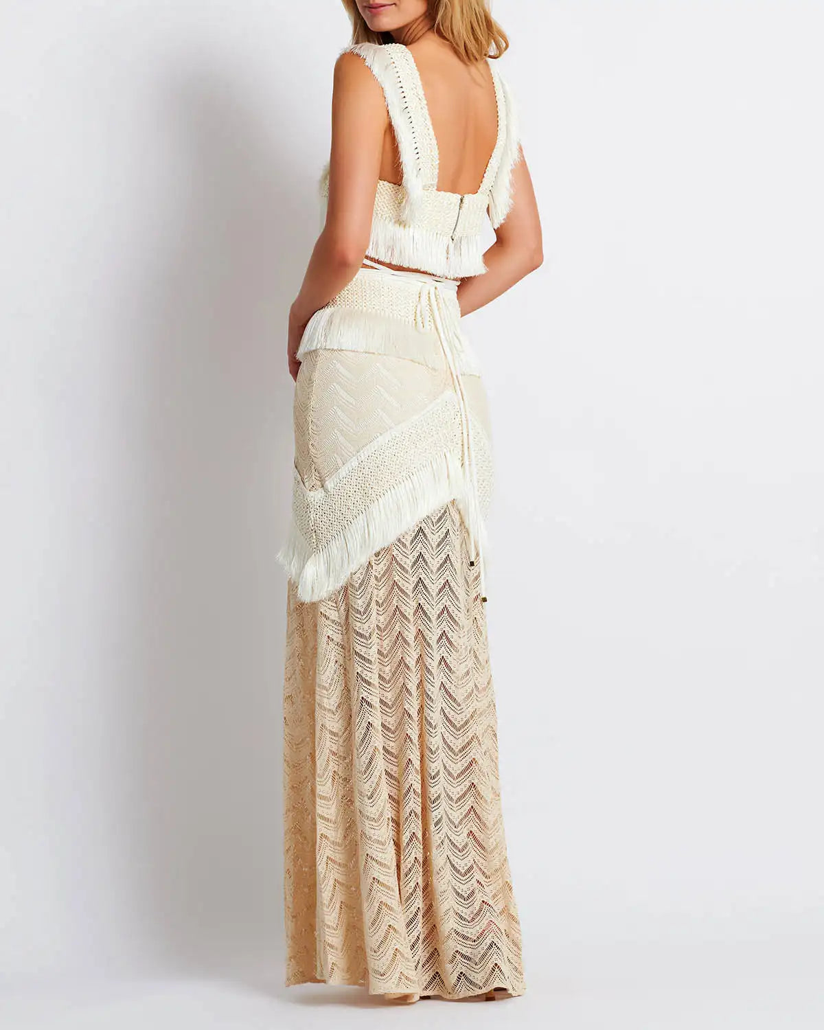 Tow Piece Sleeveless ,V Neck top And Slit Skirt.