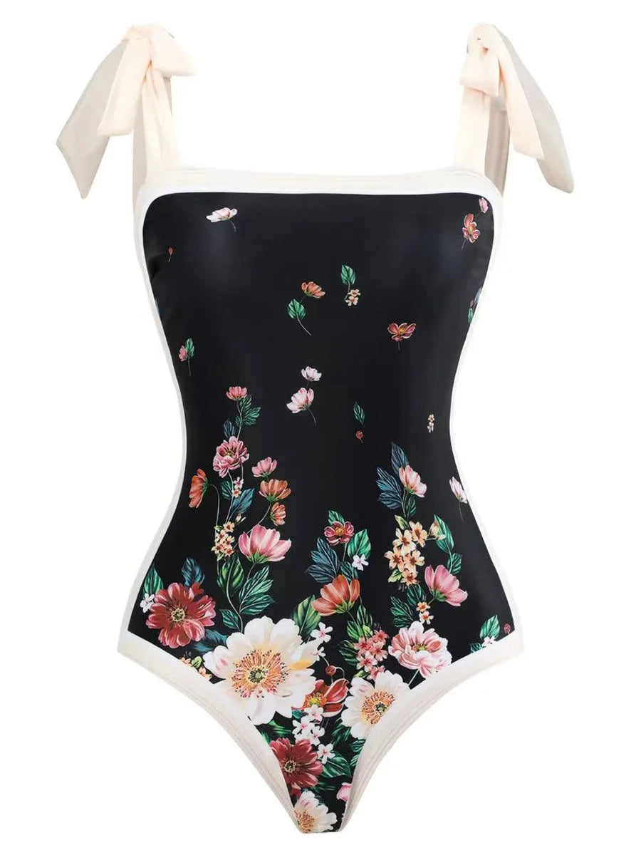 One Piece Swimsuit & Vent Skirt Padded Women Bathing Suit