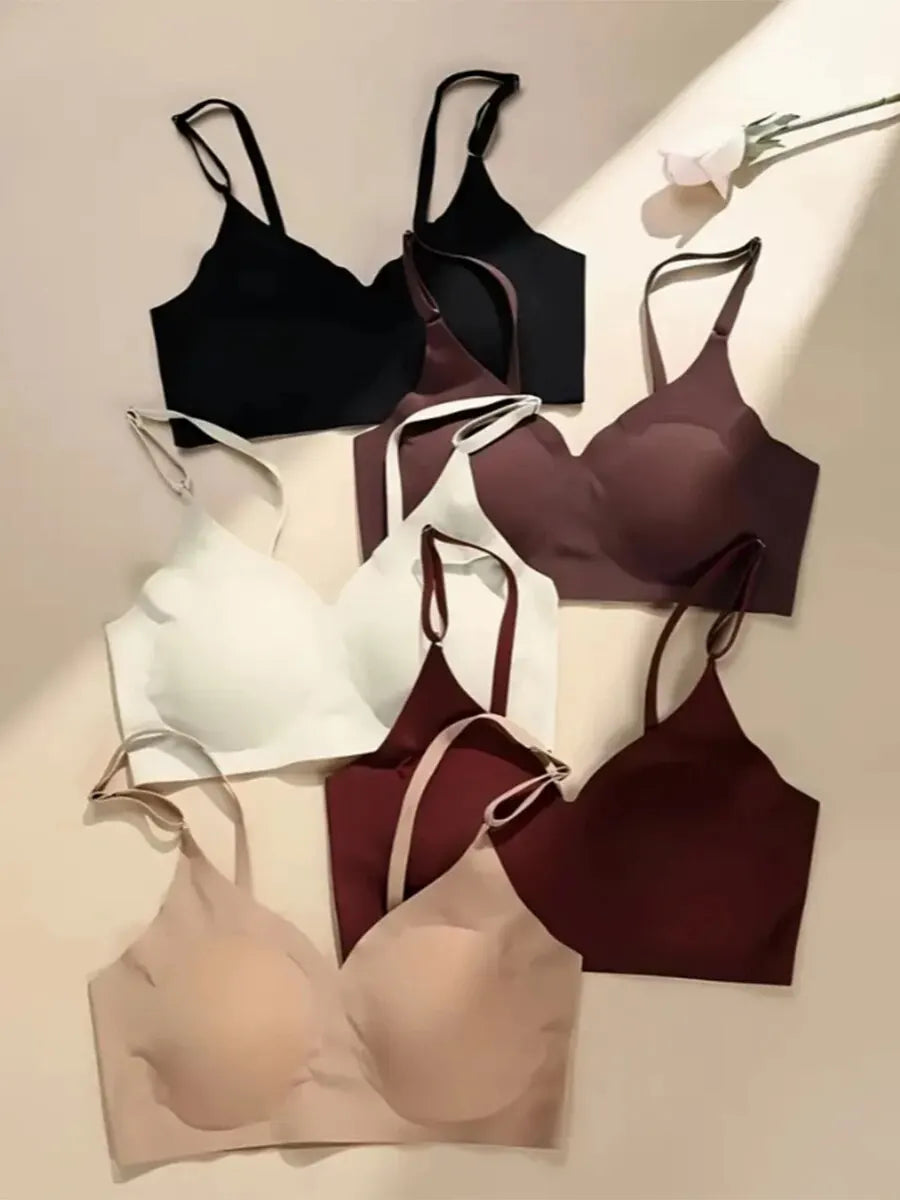 Seamless Wireless Bras, Soft & Comfy Solid Bra With Removable Pads, Women's Lingerie & Underwear