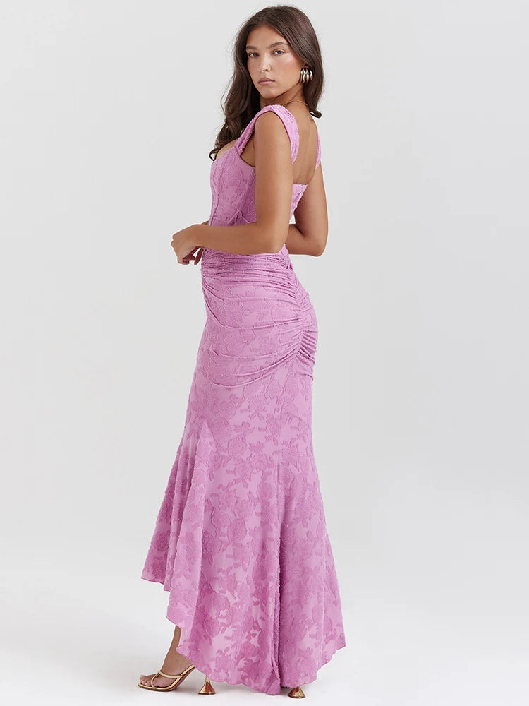 Off-Shoulder Backless Purple Sleeveless Strapless Dress.