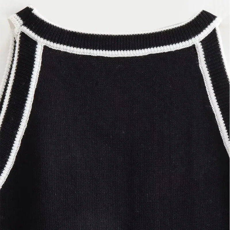 Crop Sleeveless Knitted Tank Top.