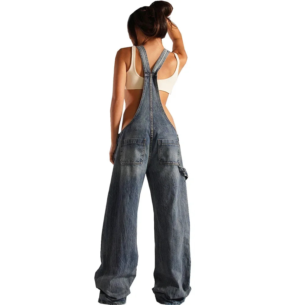 Overalls Backless Vintage Full Length Jeans.
