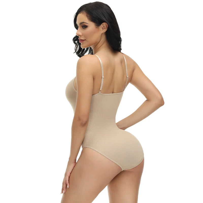 V Neck Spaghetti Strap Bodysuit.