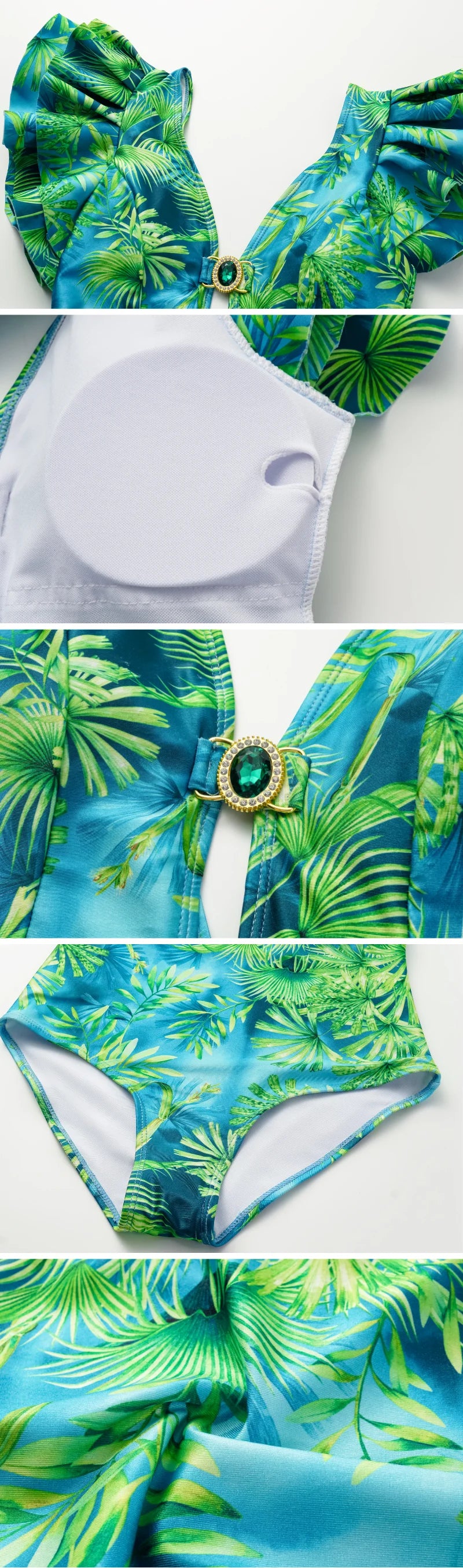 Long-sleeved Jungle Green Print One Piece Summer Dress
