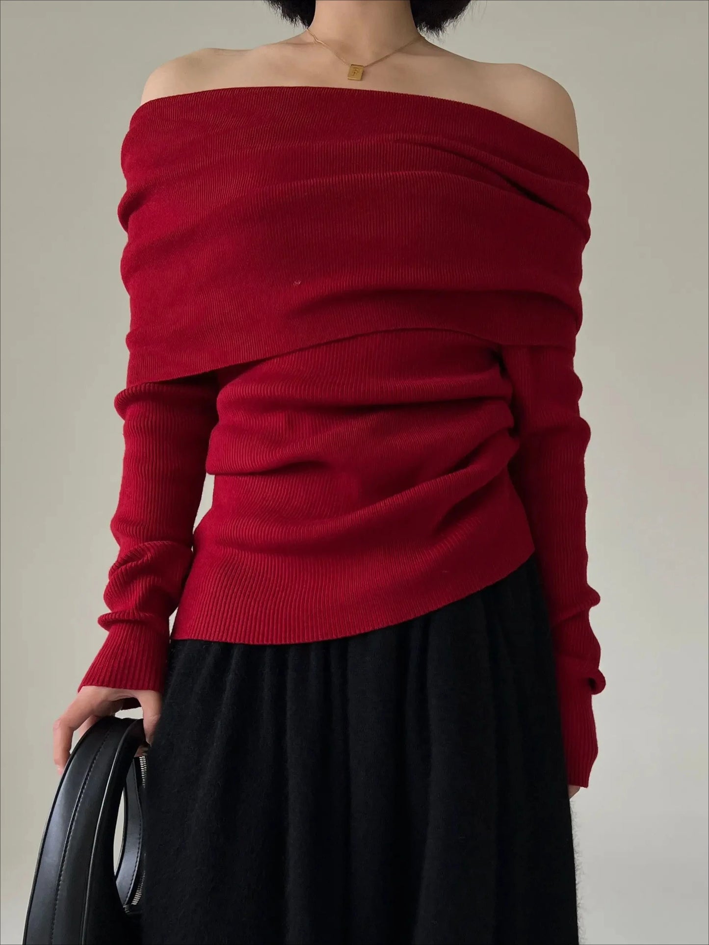Chic, Soft, High Stretch Knitted Pullovers Top.