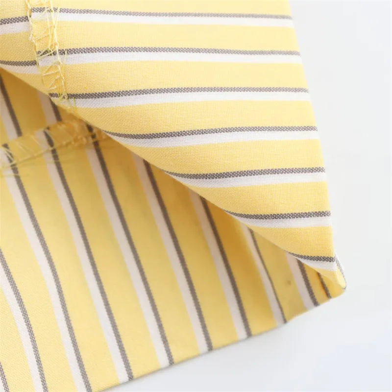 Long-sleeved, Striped Loose Shirt, High Waist Trousers Suit