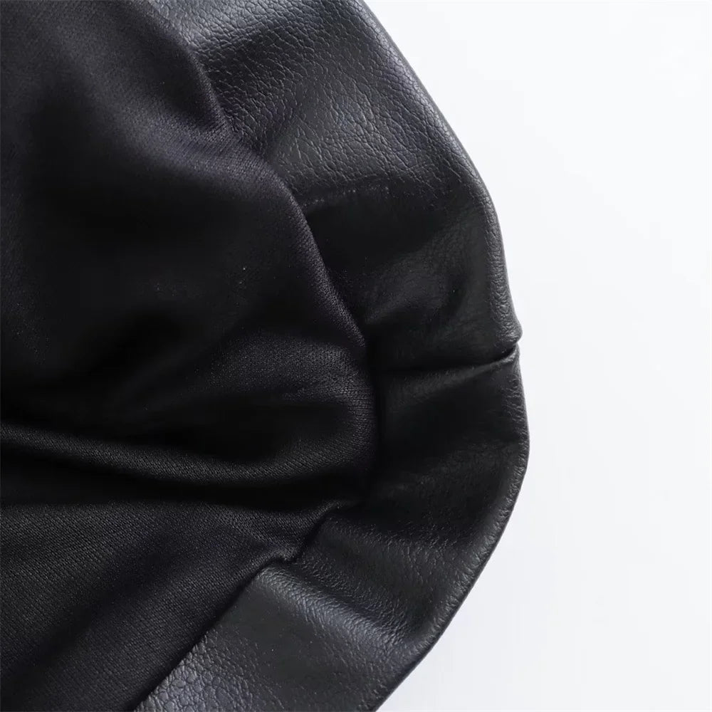 women's sleeveless vest strapless leather pleated underwear.
