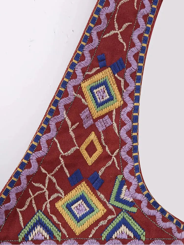 Embroidery Waistcoats Summer Lightweight Neck Sleeveless Tassels.