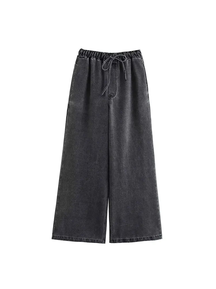 Vintage Denim Long Sleeve Coat Wide Leg Trousers.