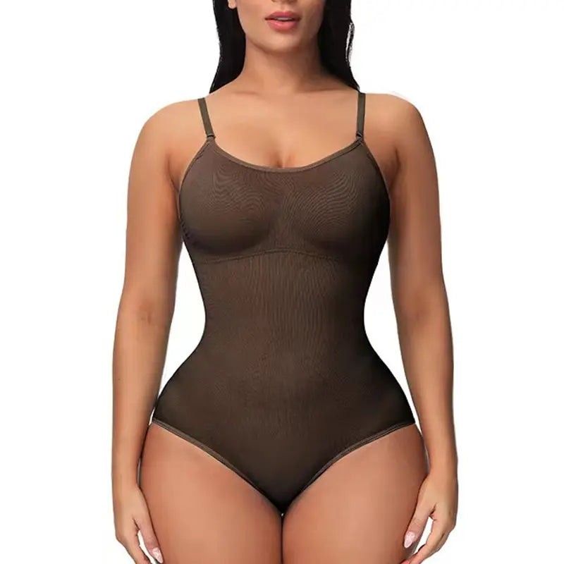 V Neck Spaghetti Strap Bodysuit.