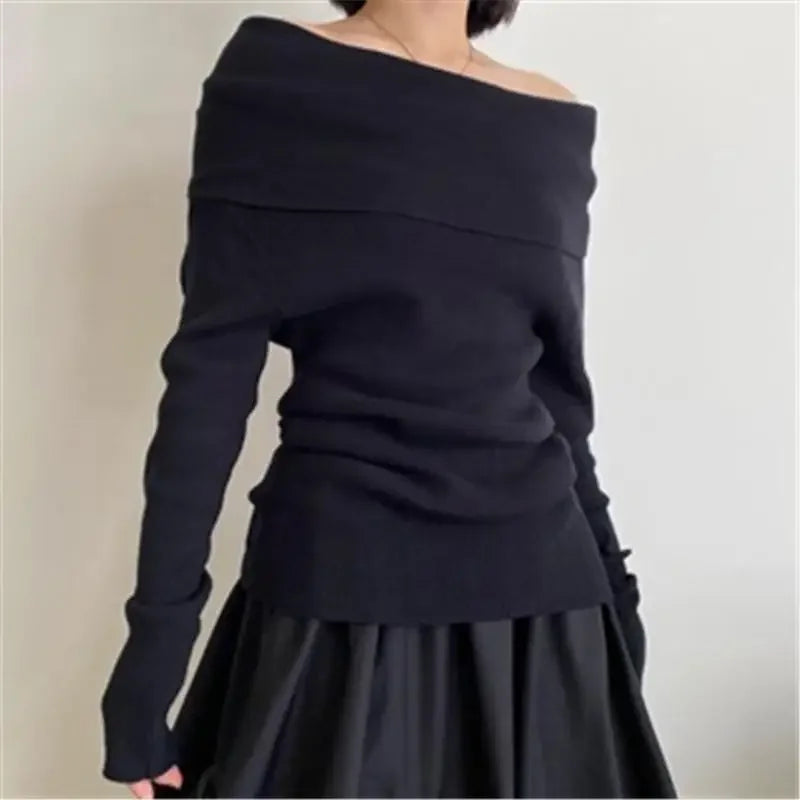 Chic, Soft, High Stretch Knitted Pullovers Top.