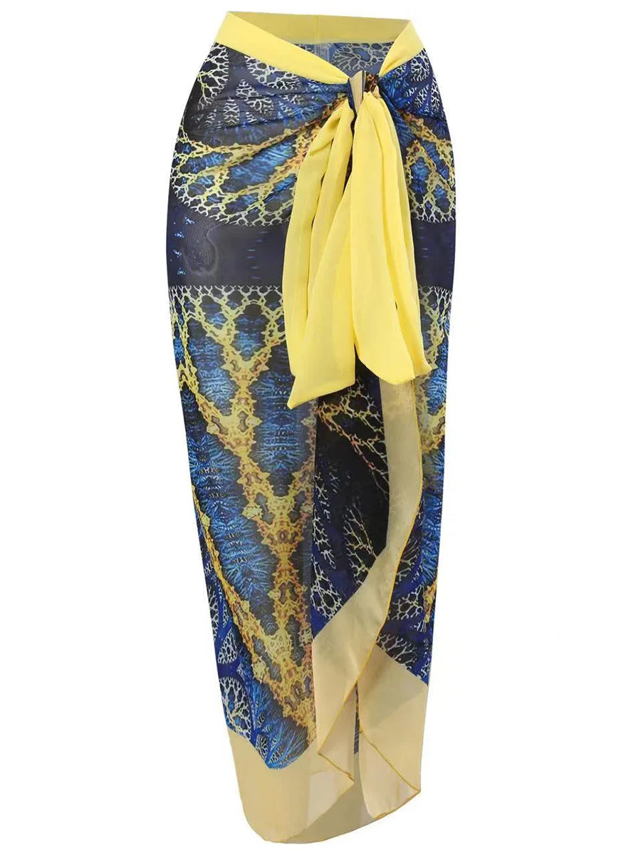 One Piece Swimsuit & Vent Skirt Padded Women Bathing Suit