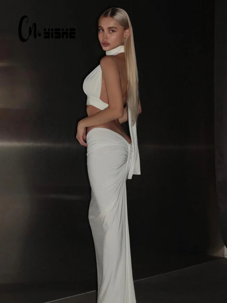 Backless Elegant Party Suits Summer Sleeveless V Neck Fashion Sheath.