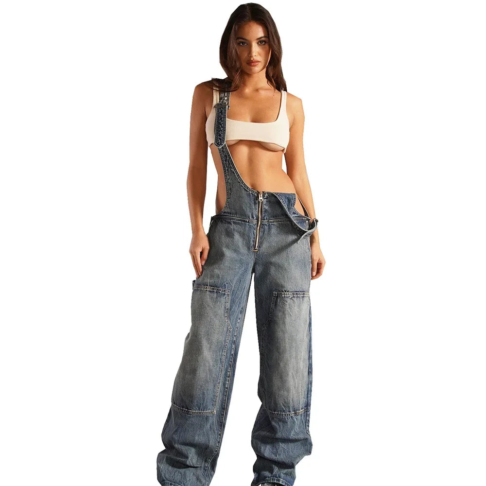 Overalls Backless Vintage Full Length Jeans.