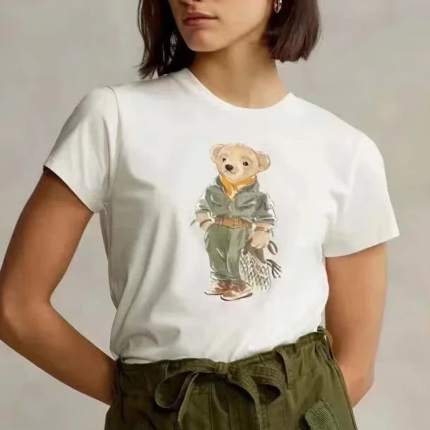 Bear Graphic Cotton, Round Neck T-Shirt,