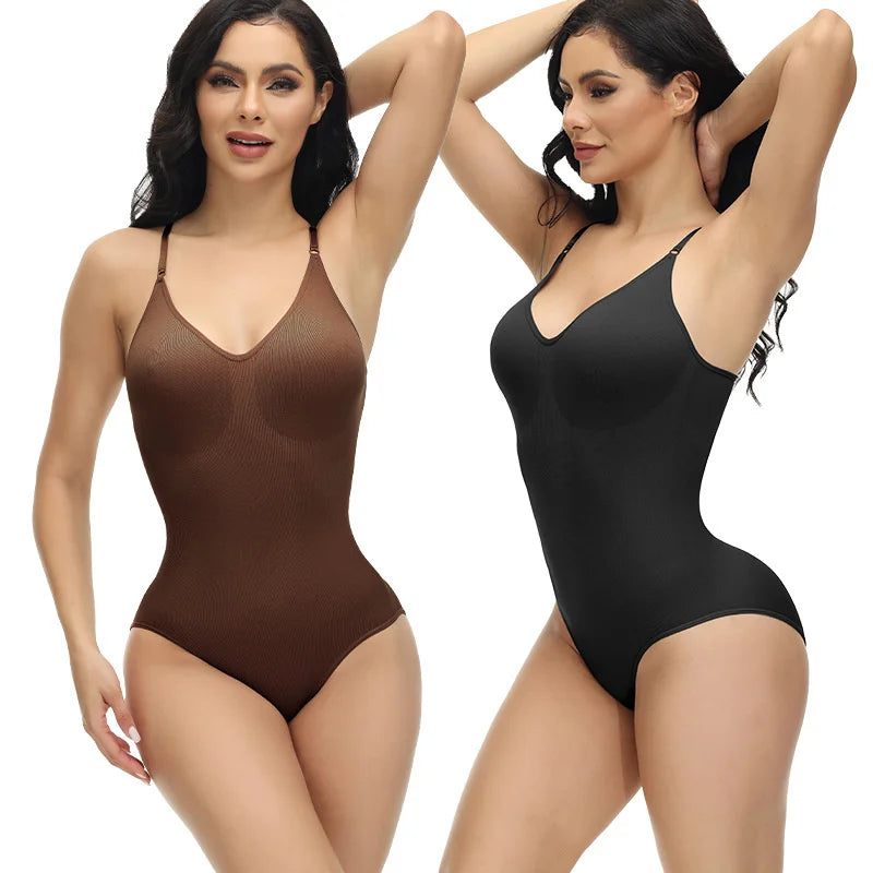 V Neck Spaghetti Strap Bodysuit.