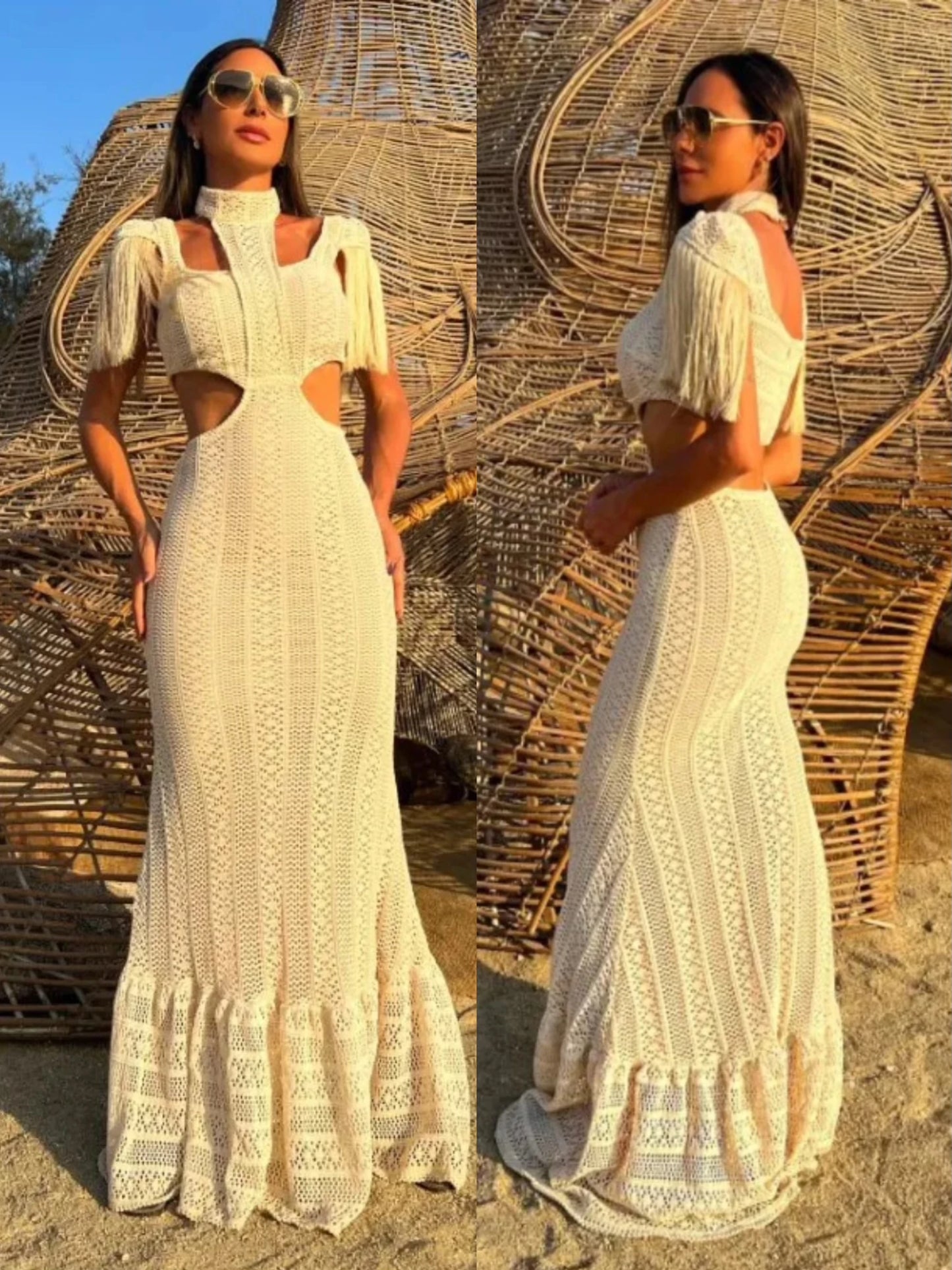 Tassels Deep V Neck Summer Dress.