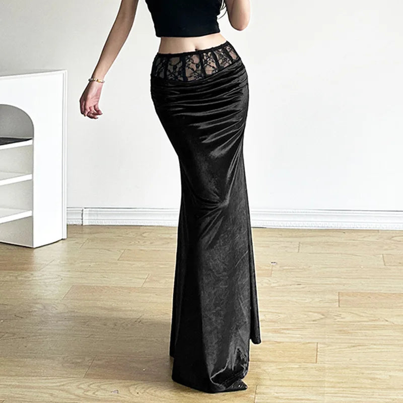 Lace Patchwork Long Skirt.