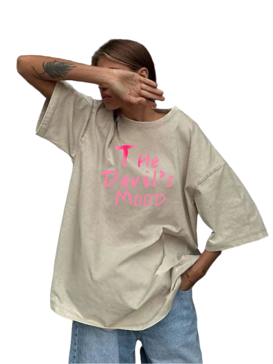 Vintage Cotton, Letter Print Tops.