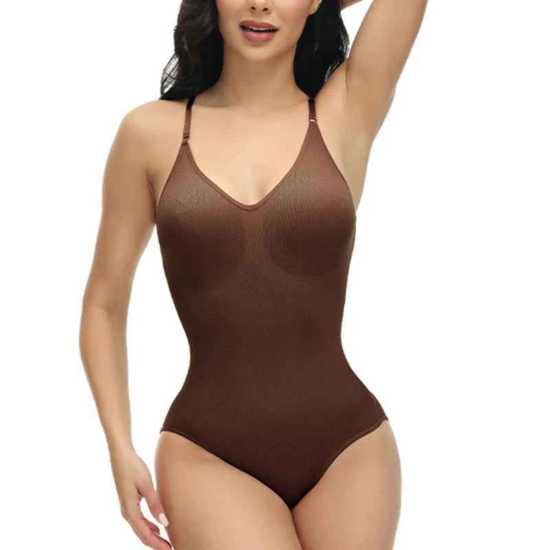 V Neck Spaghetti Strap Bodysuit.