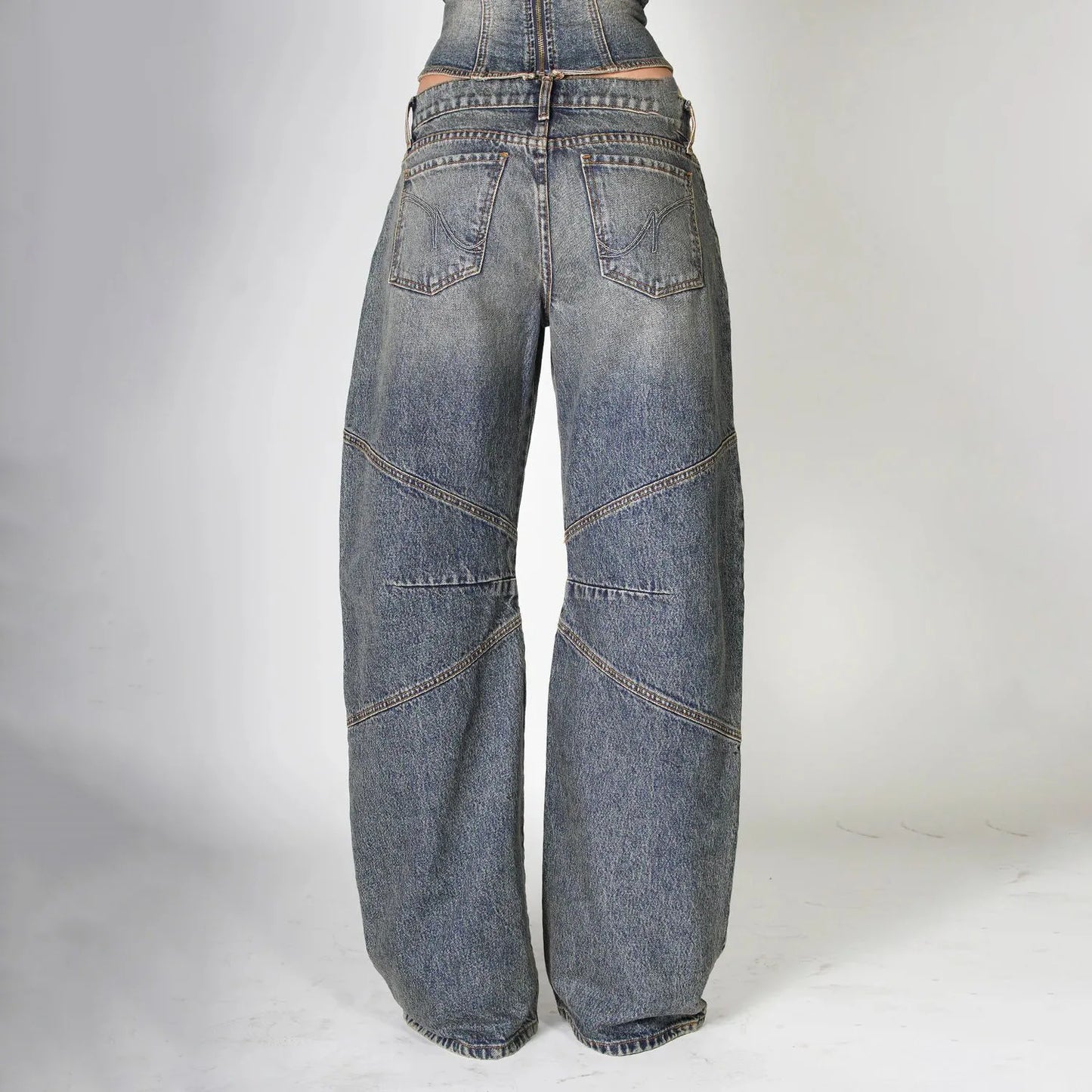 High Waist Casual Loose Denim Straight Jeans.