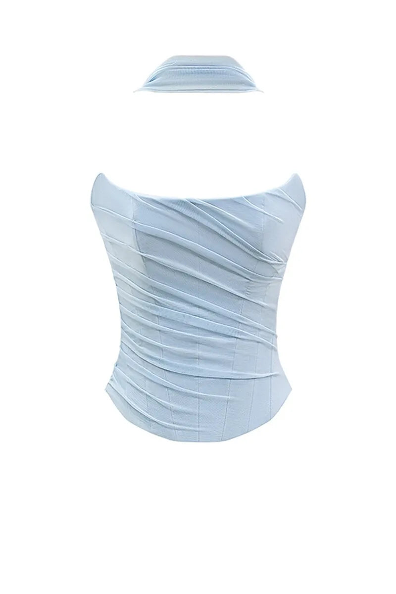 Pink Strapless Corset Tow Piece Set .