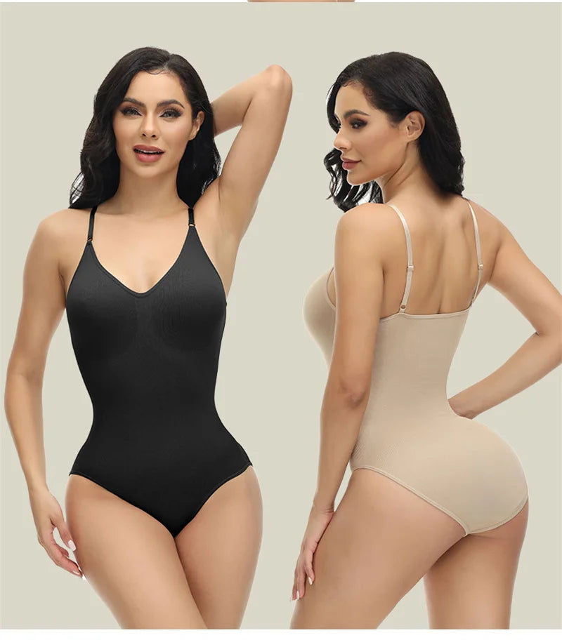V Neck Spaghetti Strap Bodysuit.