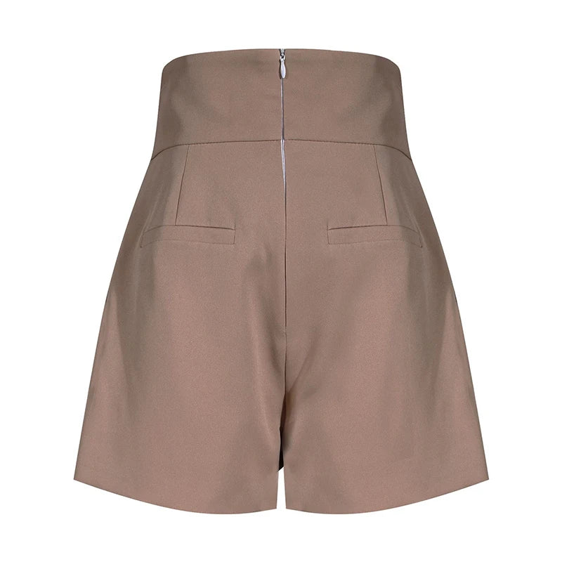 Elegant Patchwork Shorts High Waist