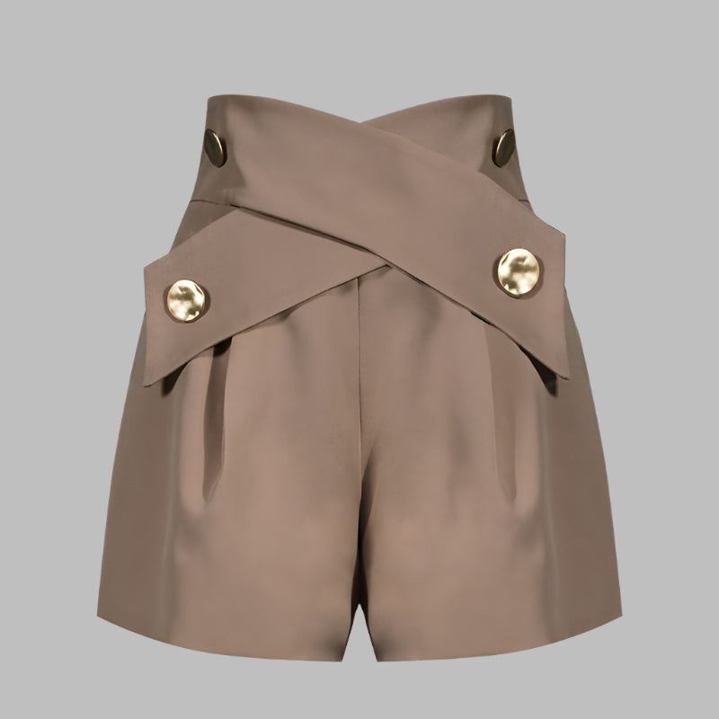 Elegant Patchwork Shorts High Waist