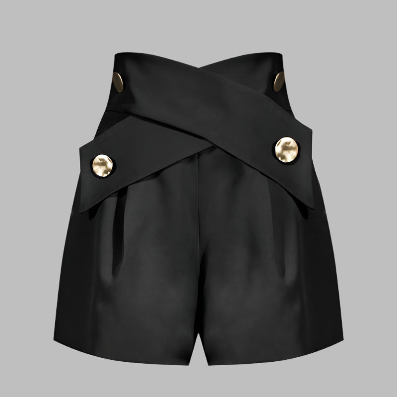 Elegant Patchwork Shorts High Waist