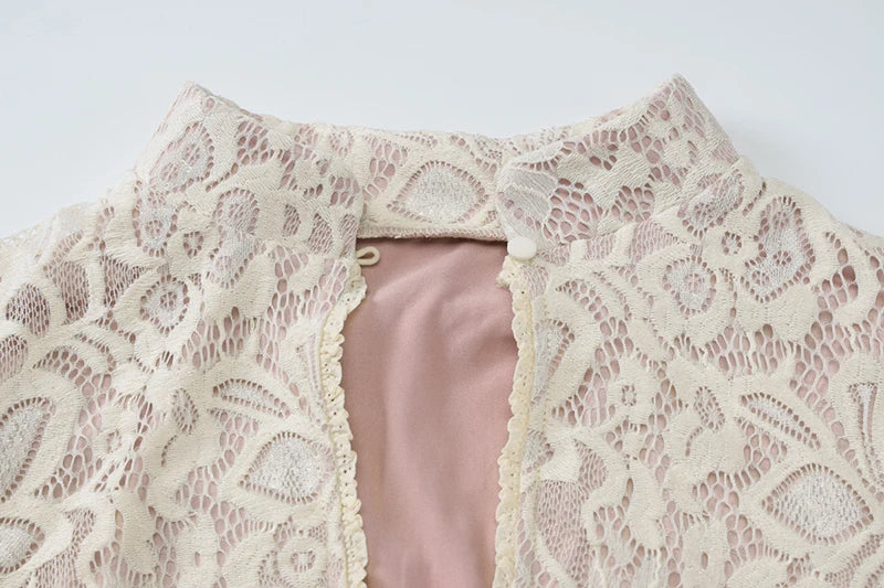 Vintage Long Sleeve Lace Mini Dress.