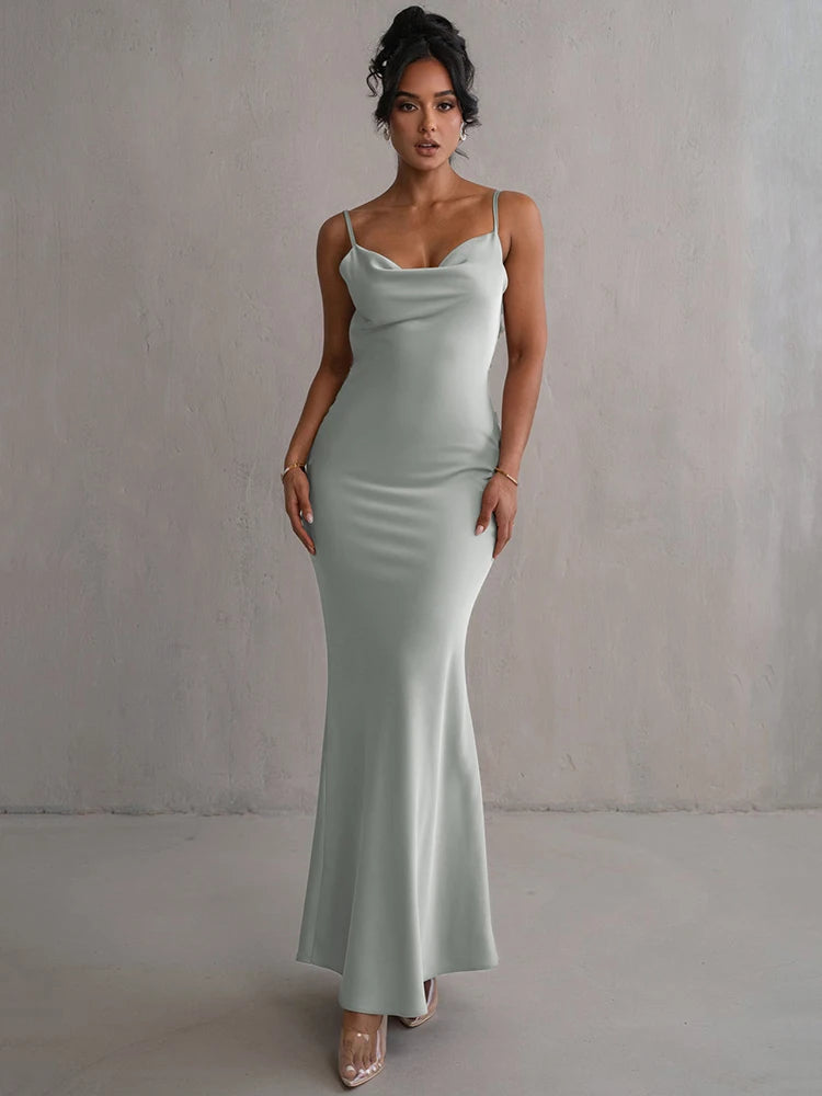 Draped Backless Dress.