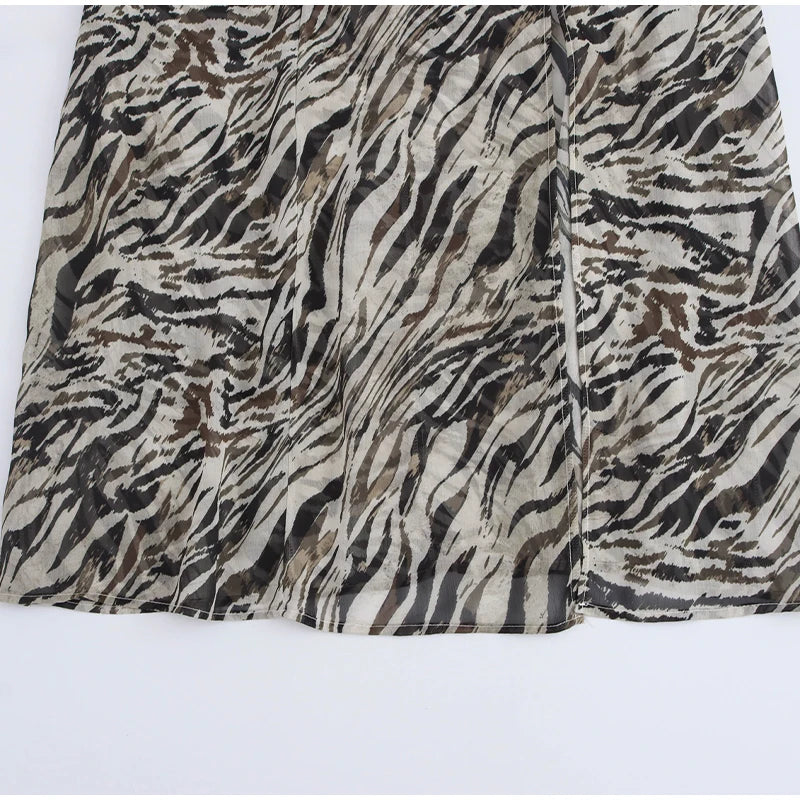 Casual Tiger Stripe Lace Up Women Dress.