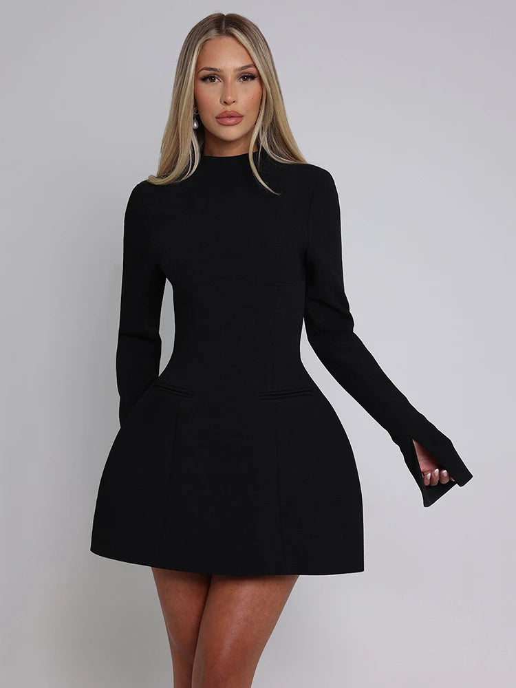 Long Sleeve Backless  Mini Dress.