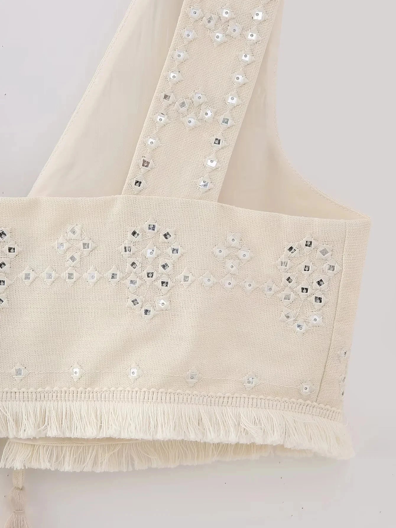 Embroidery  Waistcoats Summer Lightweight  Neck Sleeveless Tassels.